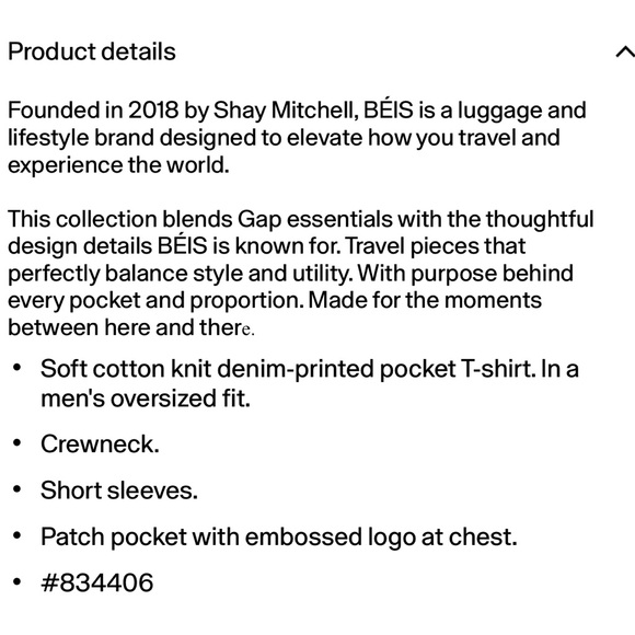 Gap × BÉIS Knit Denim Pocket T-Shirt Size S/M - Picture 9 of 13